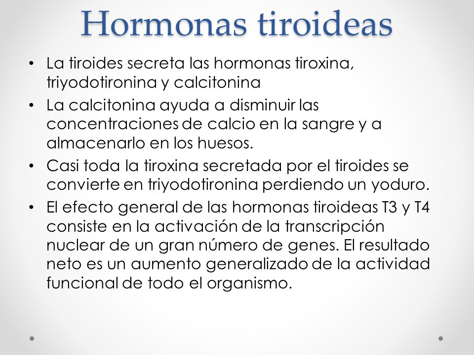 Hormonas secretadas por la tiroides y su funcion